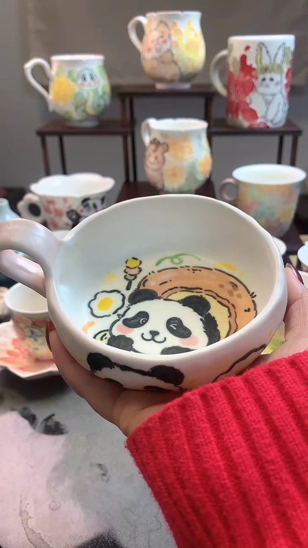 一味*手绘*熊猫小盘