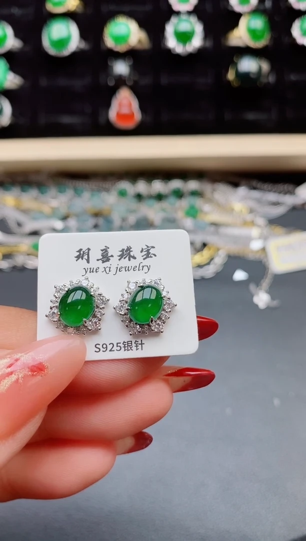 【闪购商品】翡翠耳饰银S925镶嵌213213