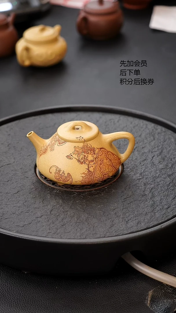 茶壶紫砂全品 墨绿子冶 纳福刻绘 原矿紫砂170C