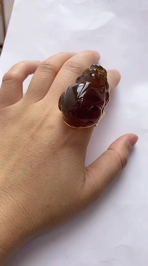 【闪购商品】琥珀裸石银S925镶嵌琥珀戒指