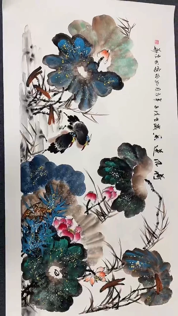 横款精品四尺花鸟