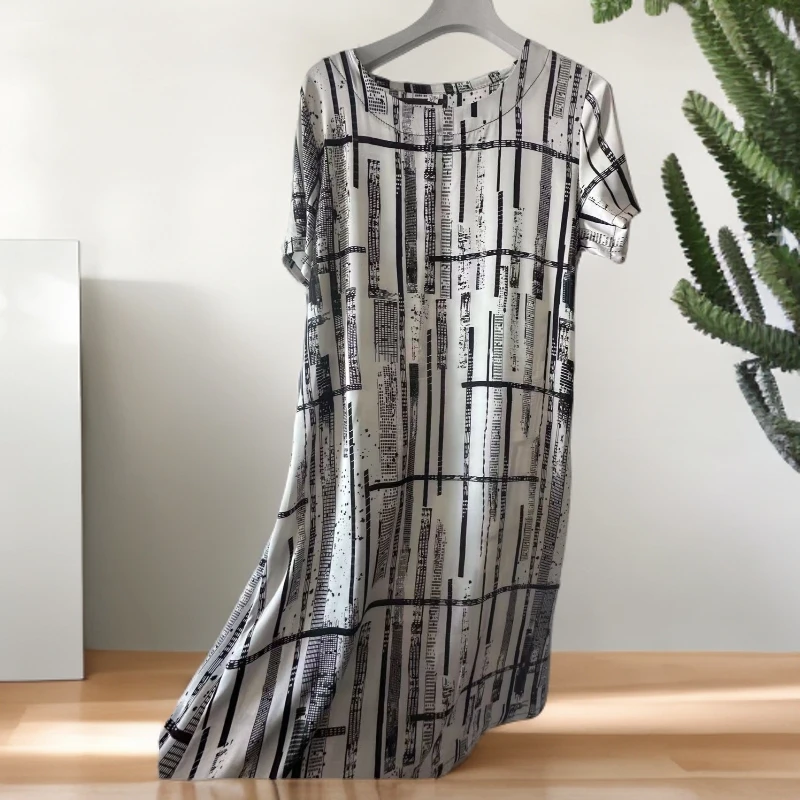 10107-连衣裙女夏季装新款妈妈高贵洋气显瘦遮肉质裙子【F仓】