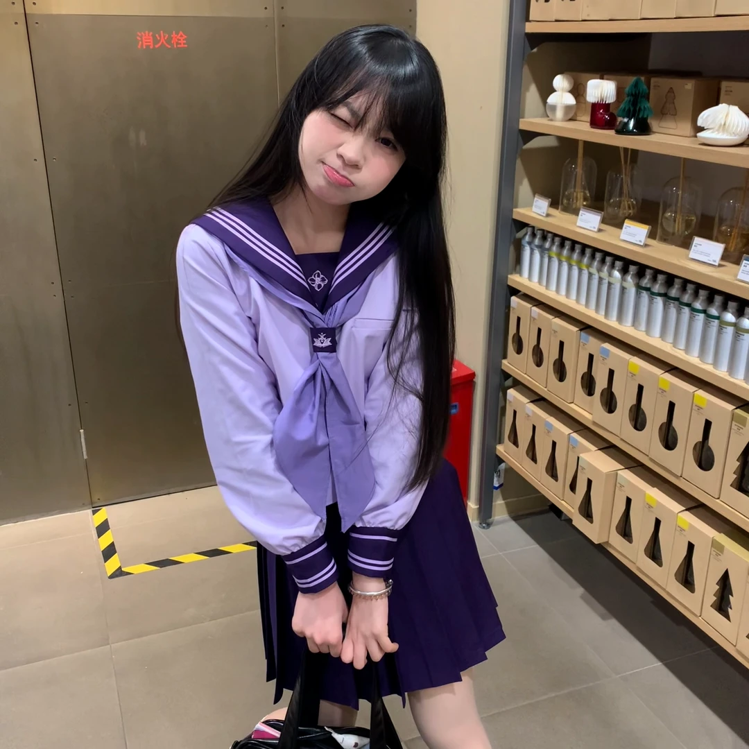【六月铃】水手服jk原创制服日系学院风紫色套装学生甜美中间服校供