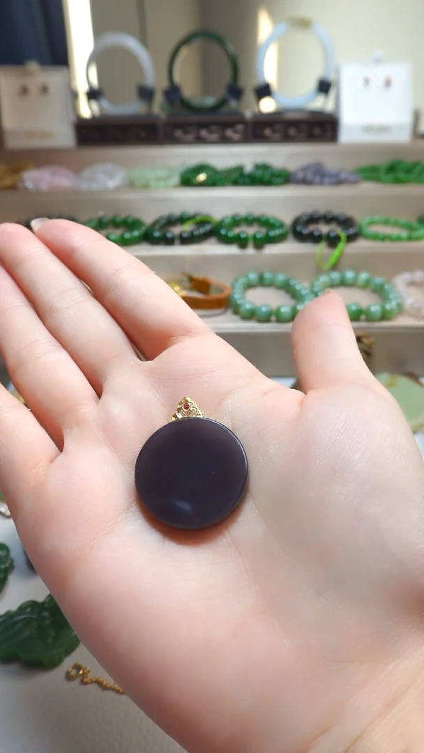 和田玉未镶嵌吊坠(不含链)青海烟紫