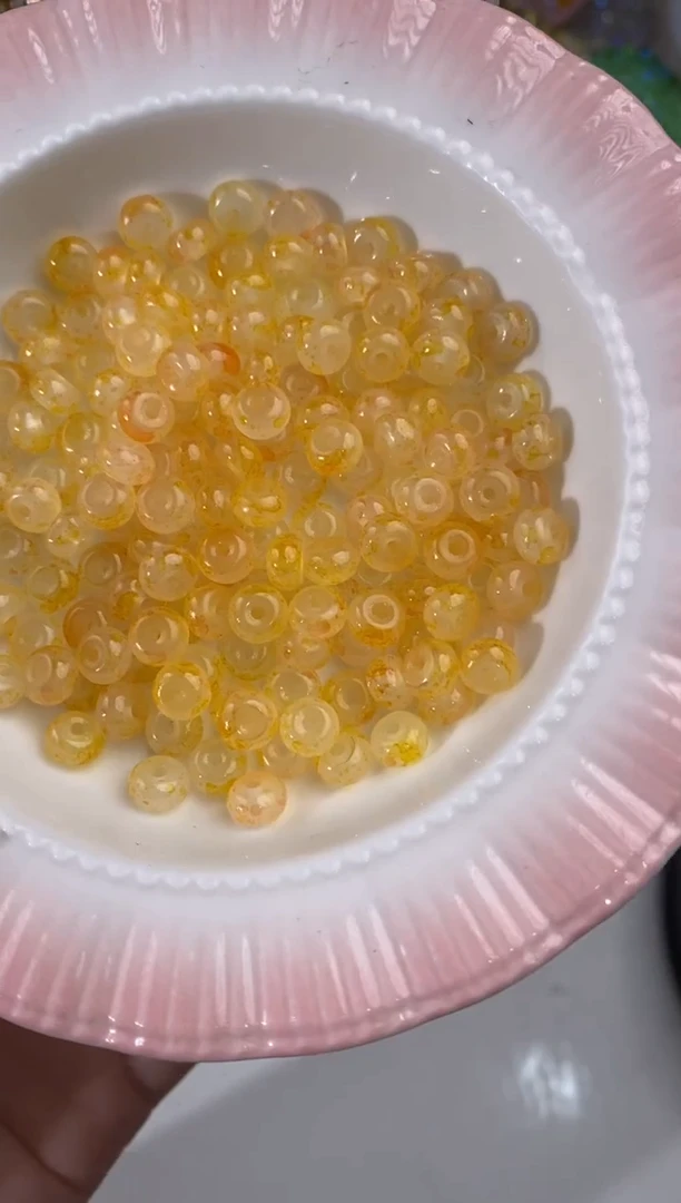 玻璃2114卡4算盘珠300颗混色拉丝黄色