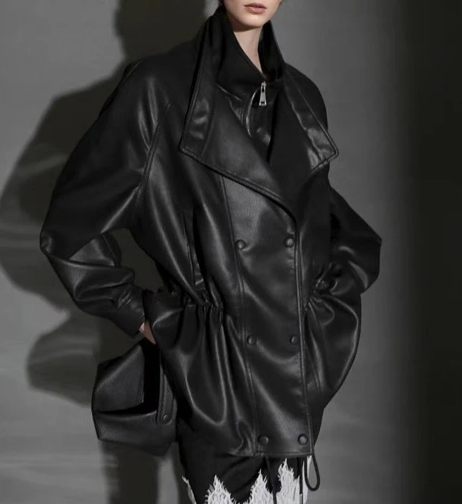 【D·BOSS】女士双层领羊皮外套休闲服1862