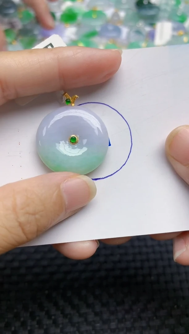 翡翠18K金镶嵌颈饰天然缅甸A货翡翠百元以上9元证书费自理