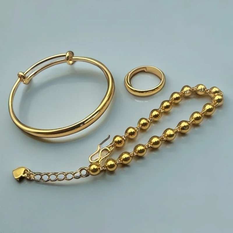 【舟总】时尚光面推拉合金套装手镯+手链+戒指TZ62499