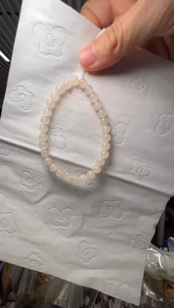 未镶嵌手串和田玉和田玉藕粉圆珠约6-7mm单圈手串