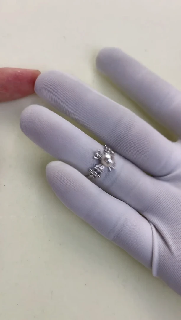 银S925镶嵌DA海水珍珠 GD168 克罗心戒指