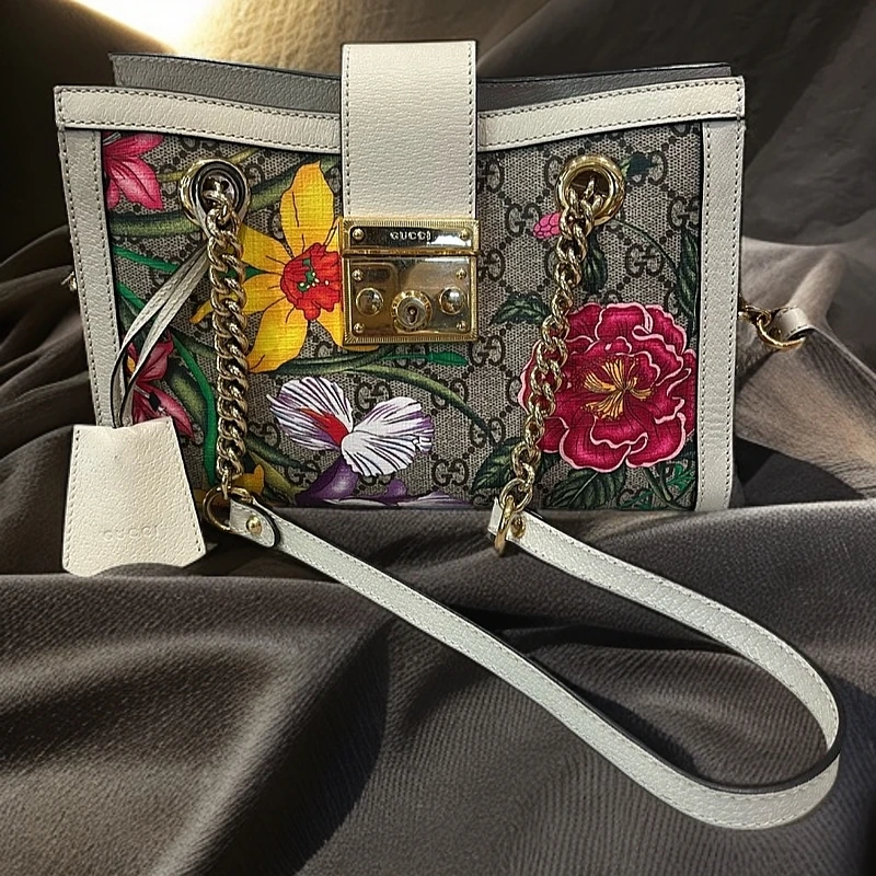 95新 GUCCI/古驰 Ophidia花卉链条包 1153 7040