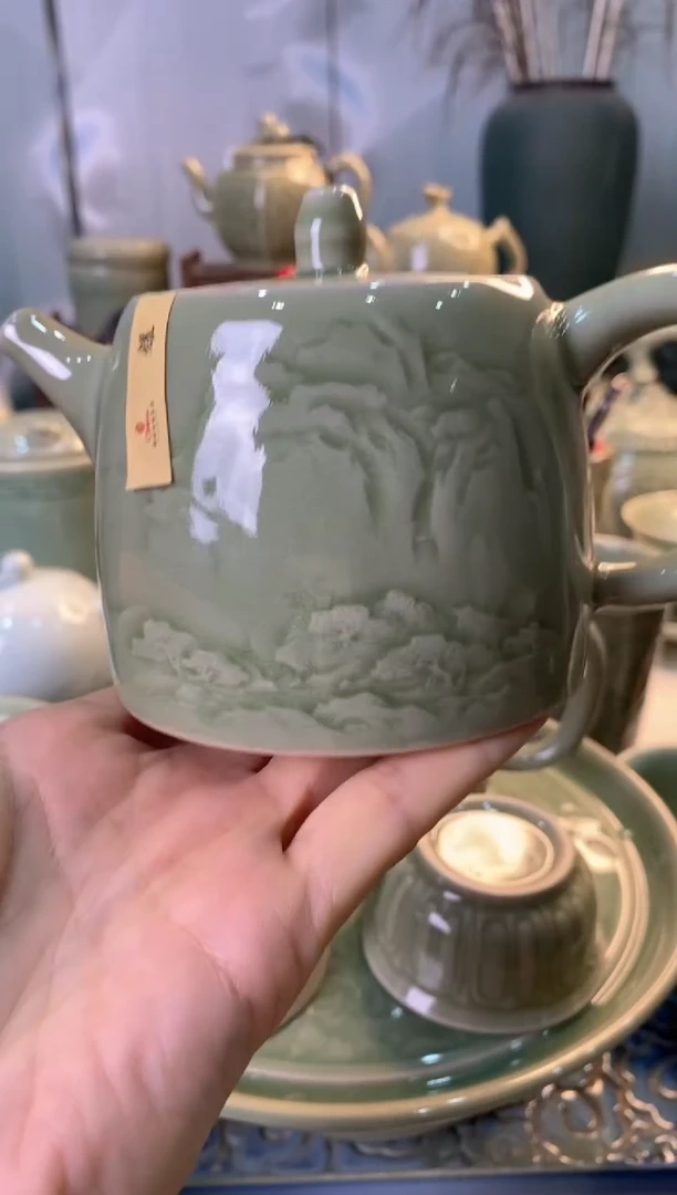 耀州窑微微瑕 082508 山水汉铎壶 一个