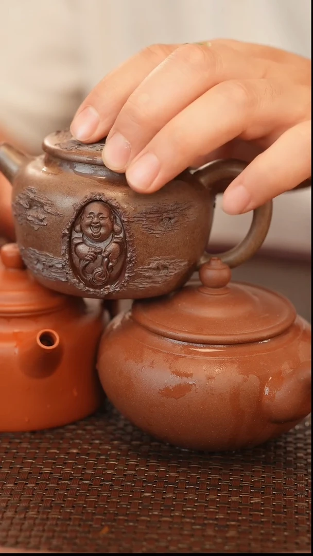 茶壶紫砂朱泥德钟 紫泥儒行 柴烧巨轮