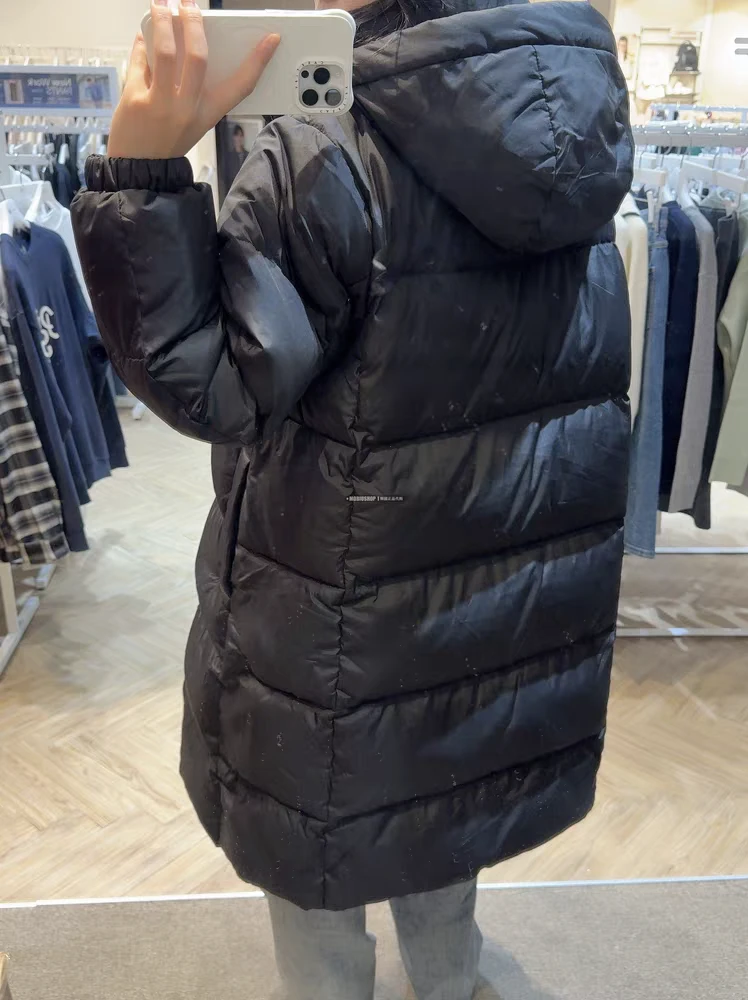 黑白 两色 长款 大版 带帽 防寒保暖 棉服