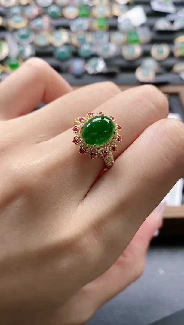 【闪购商品】翡翠戒指银S925镶嵌51511