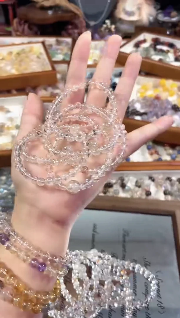 未镶嵌手串水晶天然超透黑金超七白水晶手串多样发一