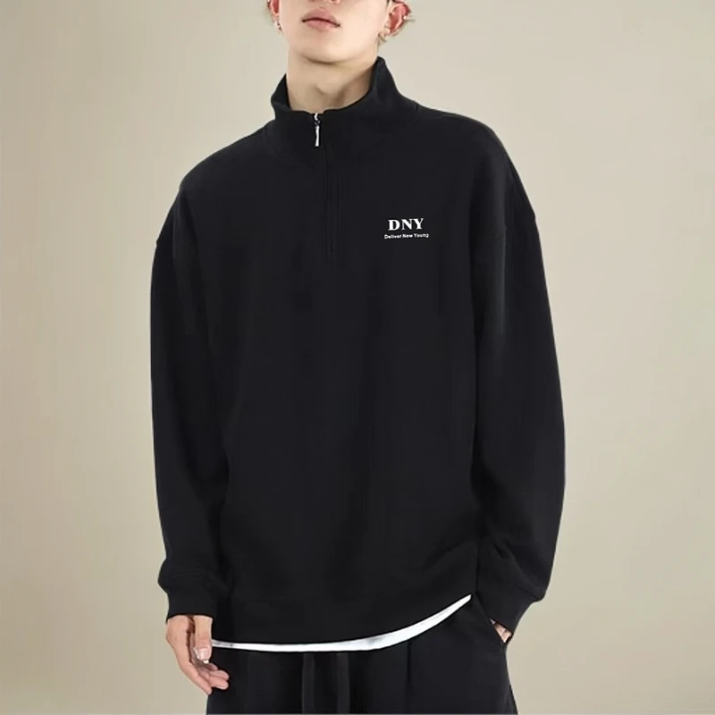 潮牌服饰25年度春秋新款运动时尚休闲半开领情侣款套头卫衣