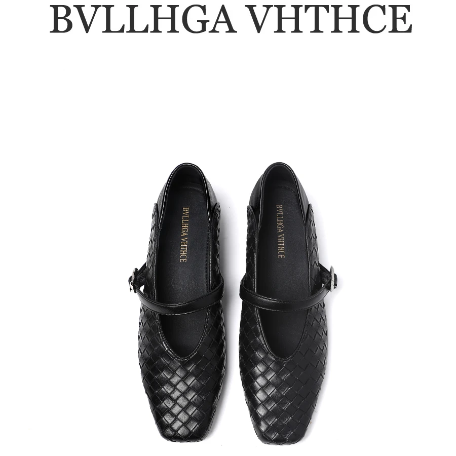 BV【芯片】设计师新款新款手工编织格纹真皮女玛丽珍 26-02