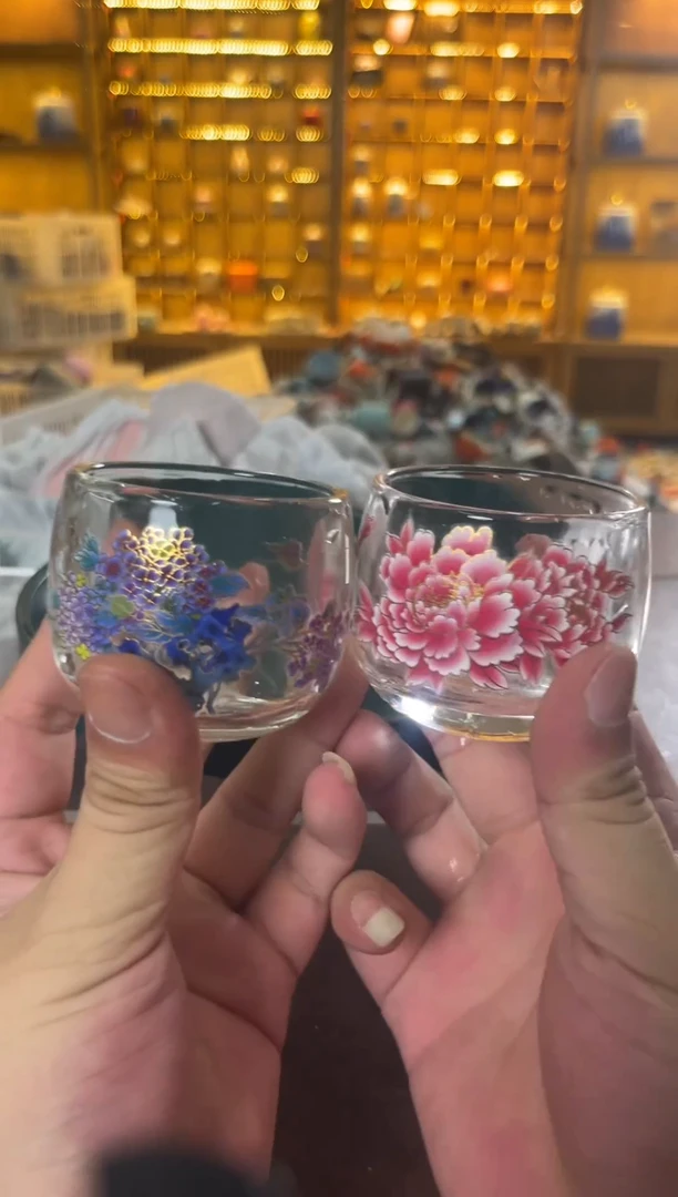 瓷片花溪陶瓷00000变色水晶杯2个