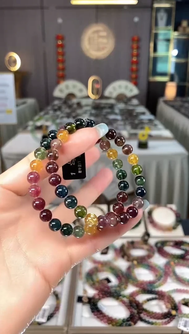 未镶嵌老矿碧玺色标彩虹单圈手串7mm+碧玺多样性发一条mz