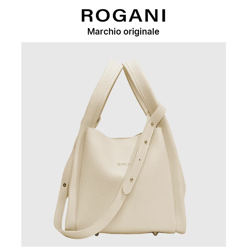 ROGANI水桶包百搭通勤车缝线手提包手提式简约风6650