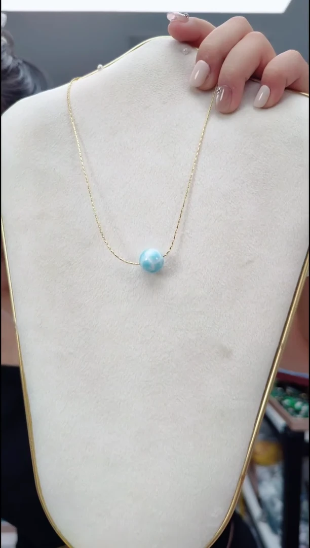 合金针钠钙石（海纹石）颈饰3021海纹石单珠项链