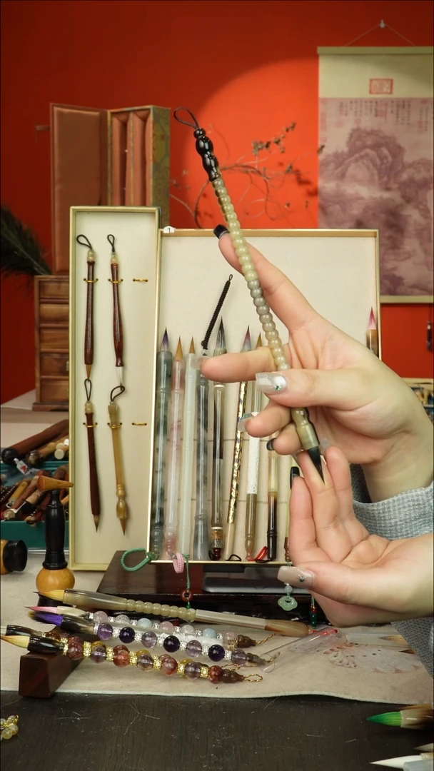 589号闪孤品高货毛笔链接 清水试笔 蘸墨不退