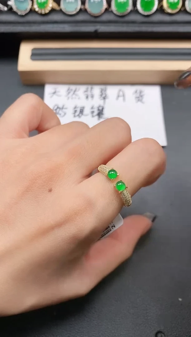翡翠戒指银S925镶嵌11111