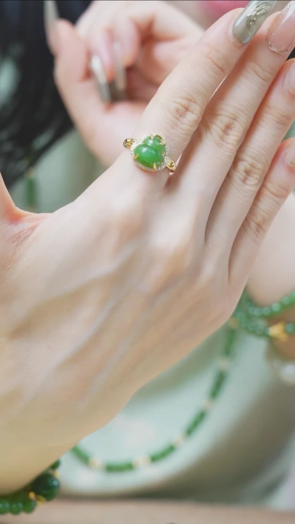 和田玉戒指银S925镶嵌戒指