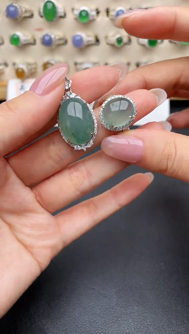 翡翠戒指银S925镶嵌一物一证一礼盒