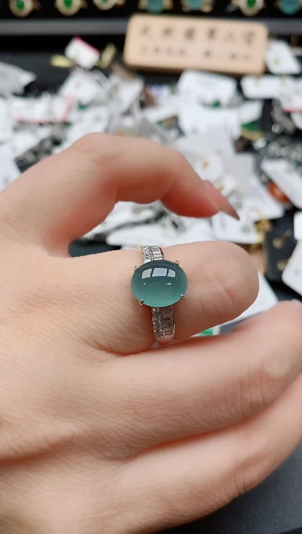 银S925镶嵌戒指翡翠1