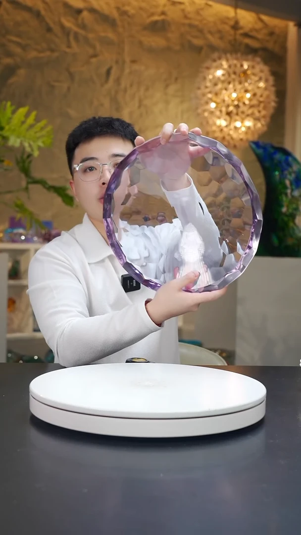 手工艺品琉璃金紫色钻石切面果盘