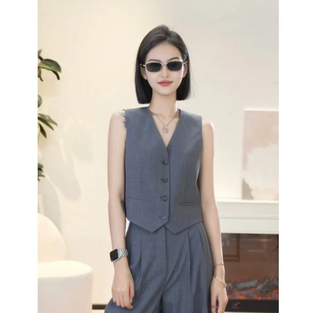 GIRDEAR/哥弟气质轻奢时尚石墨灰马甲+外套西装1400808/140072