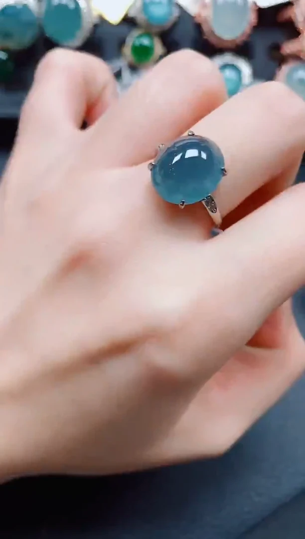 银S925镶嵌戒指翡翠翡翠