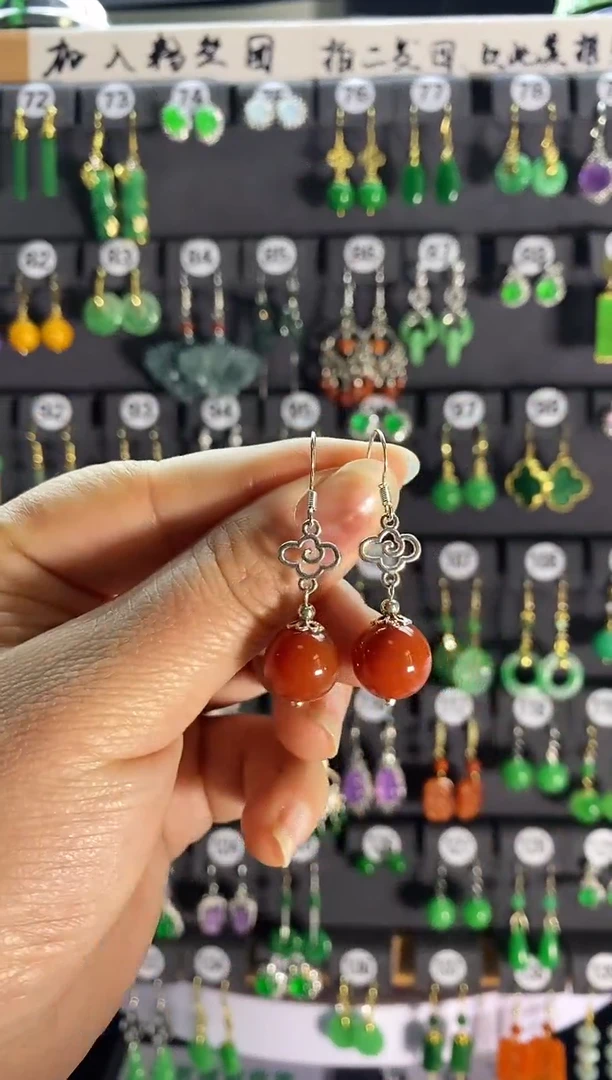 【闪购商品】南红玛瑙耳饰银S925镶嵌025