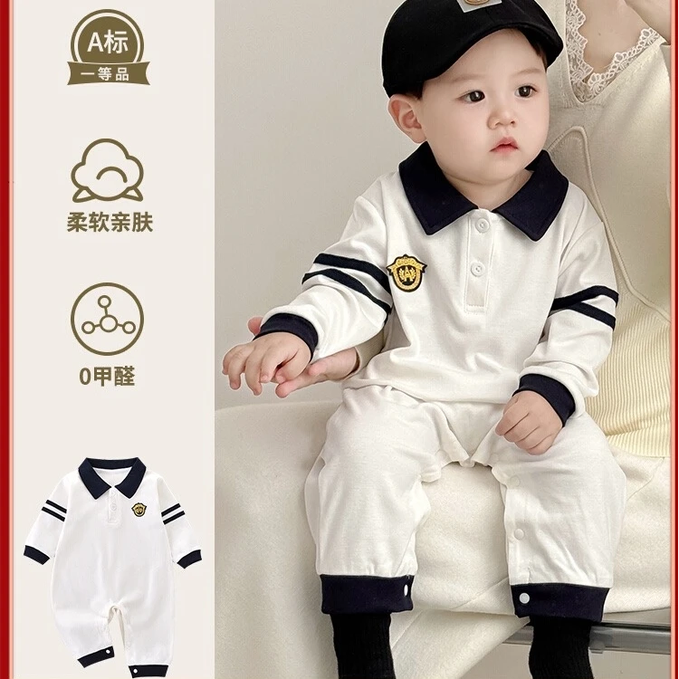 婴儿连体衣春秋季宝宝满月百天春装外出服新生儿衣服超萌哈衣爬服