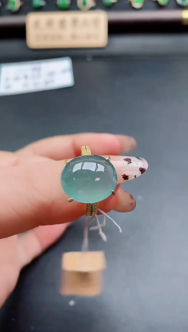 银S925镶嵌戒指翡翠1