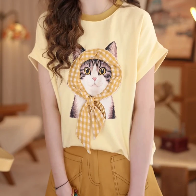 【梨云落】夏日百搭t恤女显瘦休闲上衣