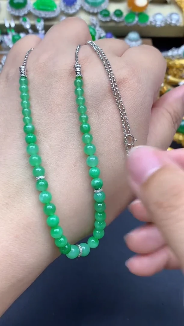 翡翠18K金镶嵌颈饰570-春日珠宝