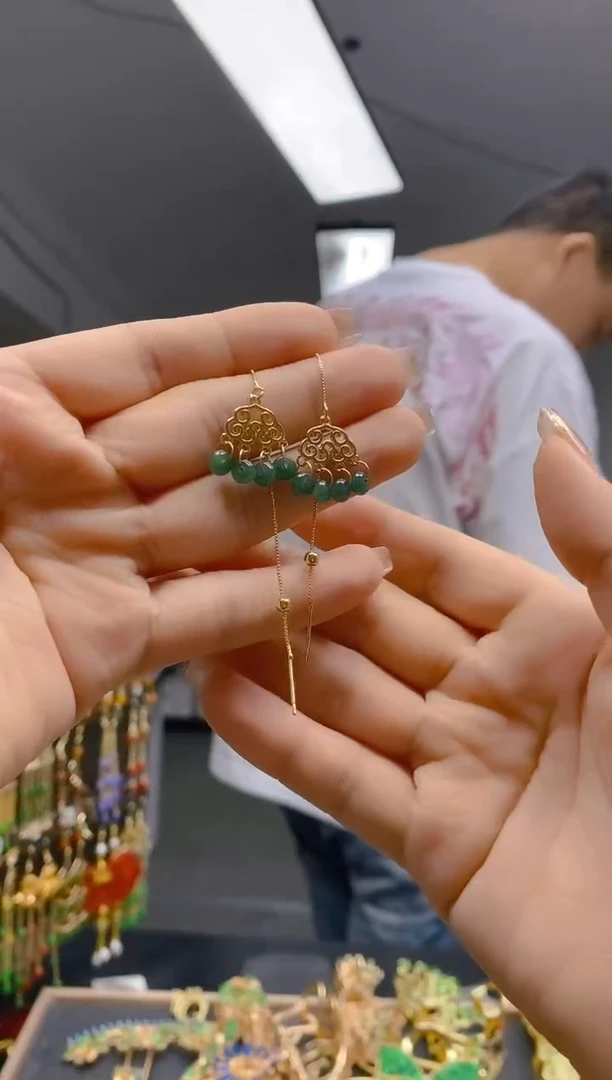 【闪购商品】翡翠耳饰合金295翡翠耳线