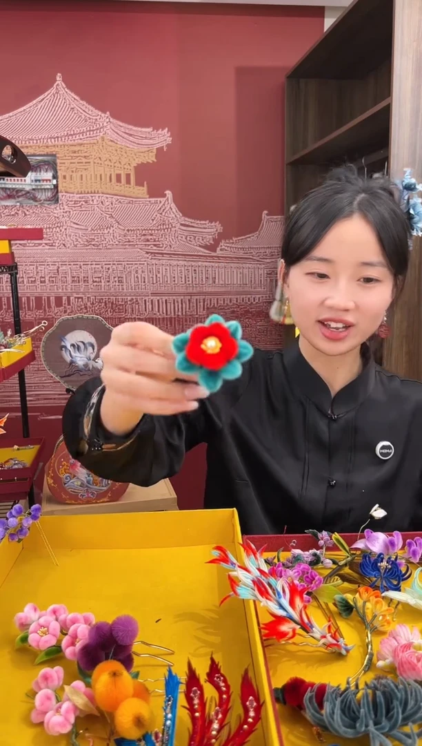 【闪购商品】刺绣非遗绒花（发饰）