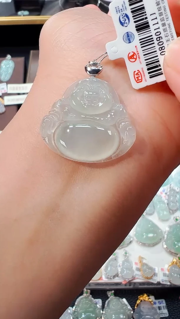 【闪购商品】翡翠吊坠(不含链)18K金镶嵌佛公吊坠1111