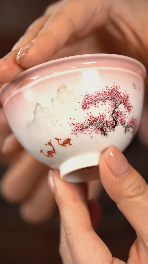 【闪购商品】正春堂·古法柴窑 粉色山水