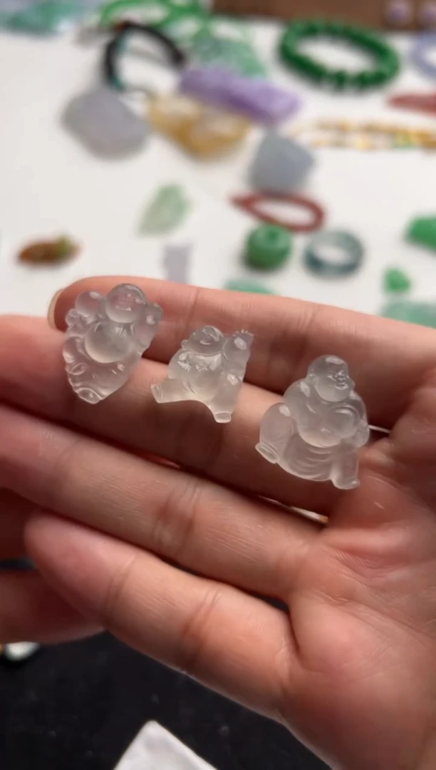 定制翡翠未镶嵌9500+950功夫沙弥三个