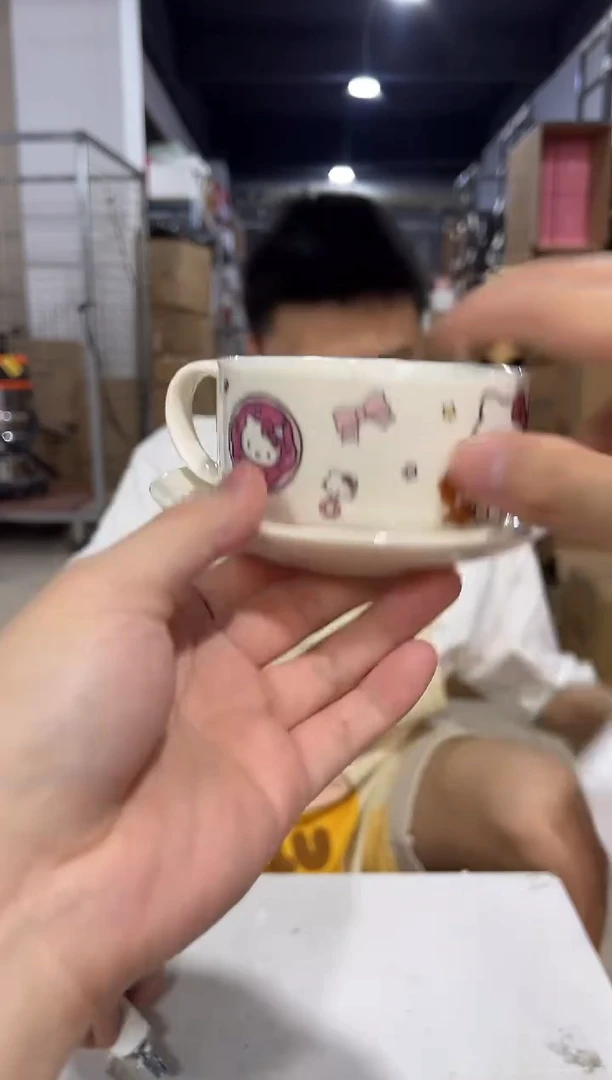 瓷片白色kt猫一杯一碟