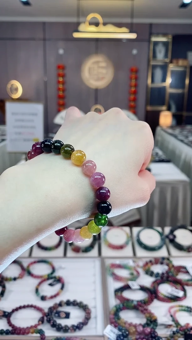 【闪购商品】碧玺单圈手串8mm+未镶嵌一物一证dan多样性发货一条