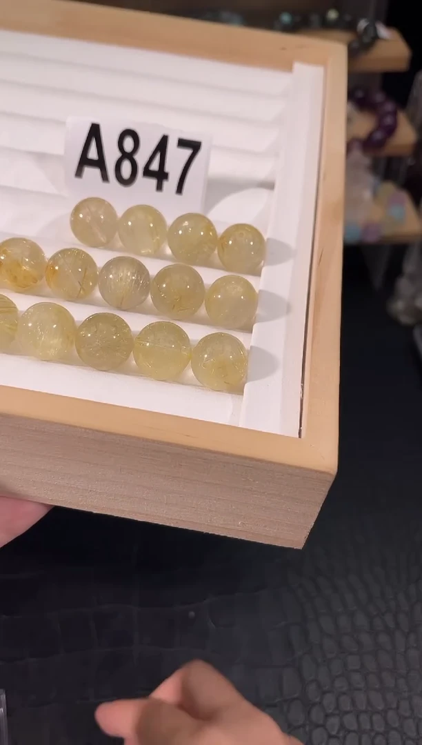 水晶手链未镶嵌A847金发晶单珠13多样性发一
