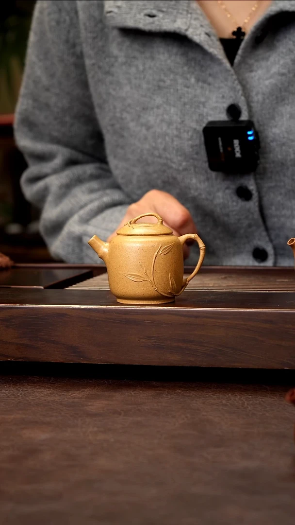 茶壶紫砂黄降坡-小逸竹70cc左右
