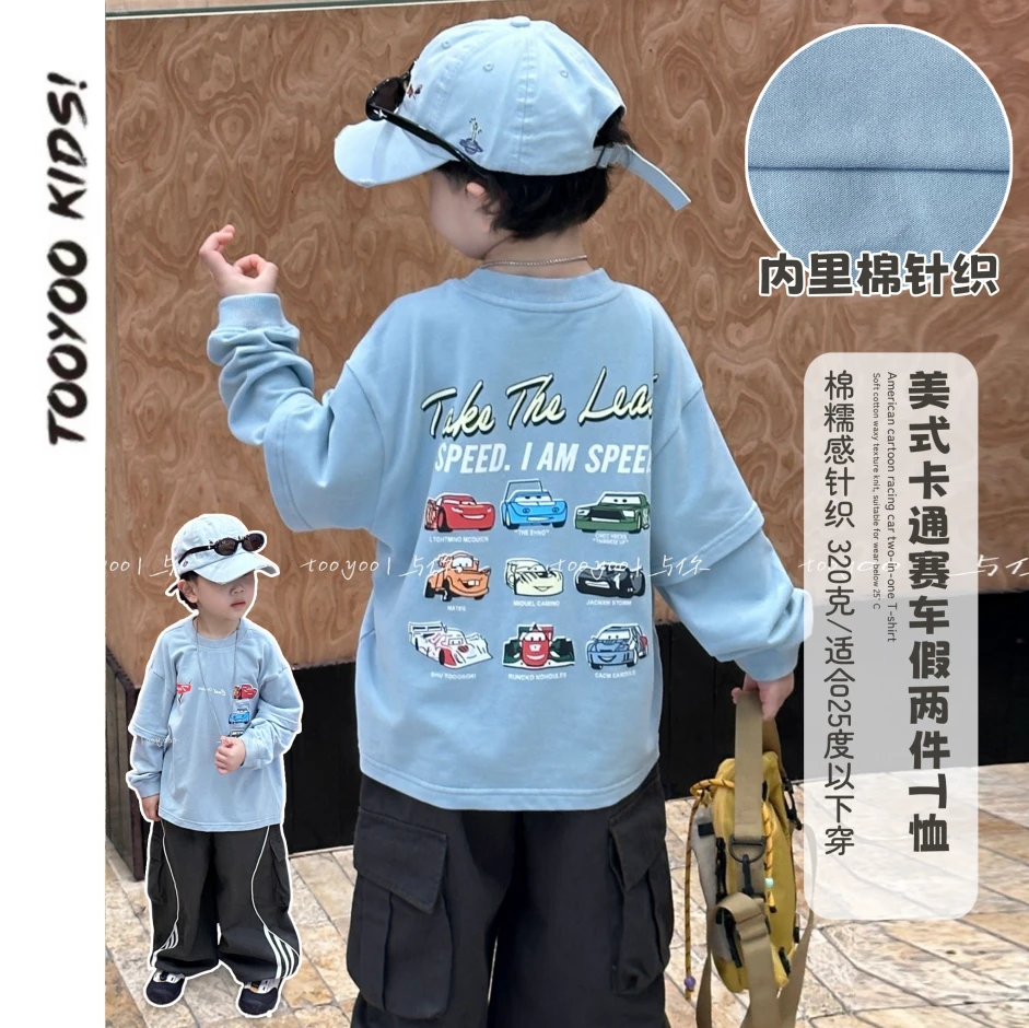 【TOOYOO秋9.15】2151酷炫汽车数码印花假两件长袖T 320克重磅T恤