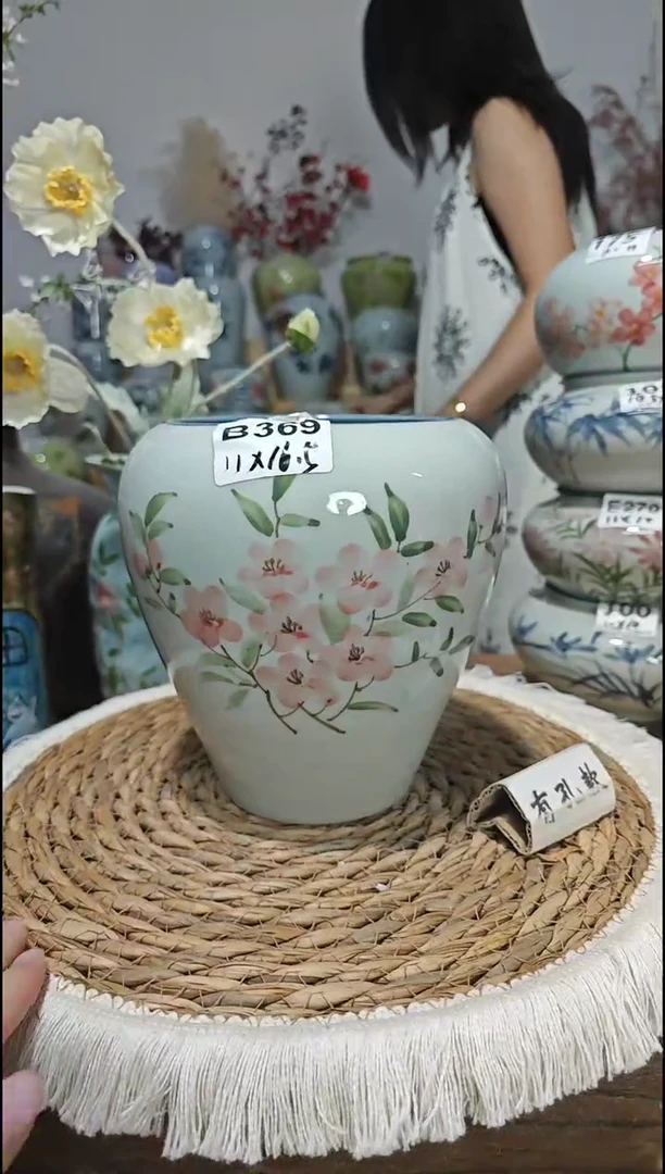 景德镇瓷韵陶瓷花盆  B369  手工制品  默认微瑕 介意慎拍